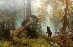 Картина «Утро в сосновом лесу» («Три медведя») Шишкина И.И. в Третьяковской галерее
